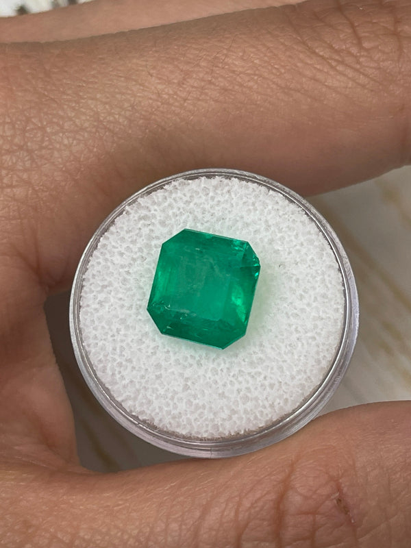 6.25 Carat Apple Green 11x11 Large Spread Natural Loose Colombian Emerald-Asscher Cut