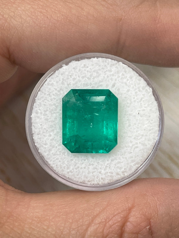 7.39 Carat 14x12 Bluish Green Emerald Cut Loose Colombian Emerald-Emerald Cut