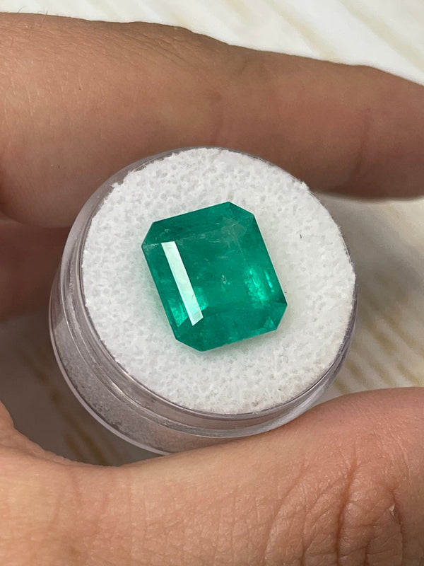 7.39 Carat 14x12 Bluish Green Emerald Cut Loose Colombian Emerald-Emerald Cut