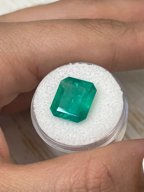 7.39 Carat 14x12 Bluish Green Emerald Cut Loose Colombian Emerald-Emerald Cut
