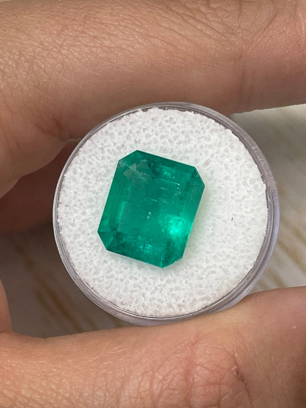 7.39 Carat 14x12 Bluish Green Emerald Cut Loose Colombian Emerald-Emerald Cut