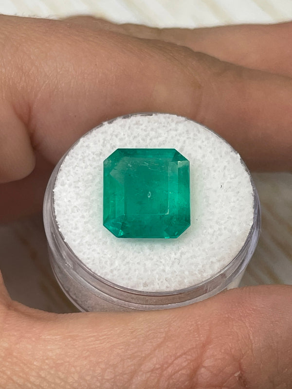7.39 Carat 14x12 Bluish Green Emerald Cut Loose Colombian Emerald-Emerald Cut