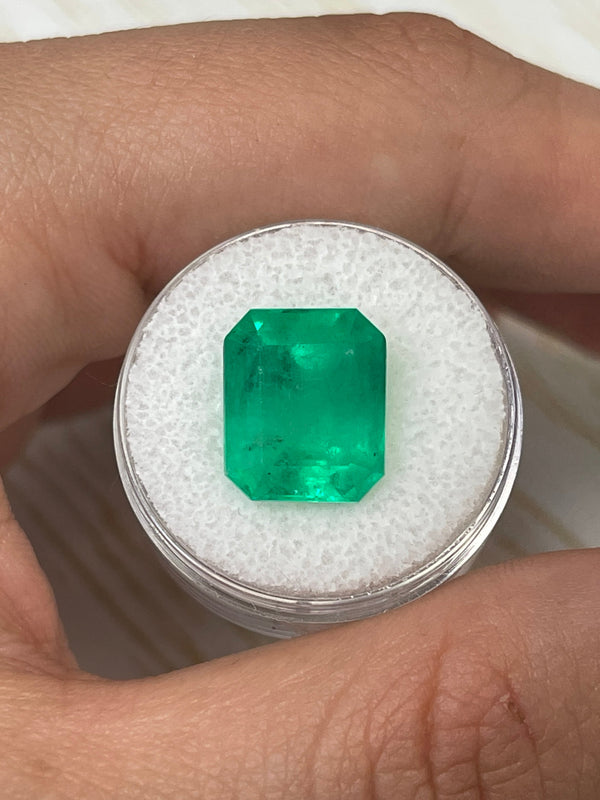 9.28 Carat 13x11 Yellowish Green Emerald Cut Loose Colombian Emerald-Emerald Cut