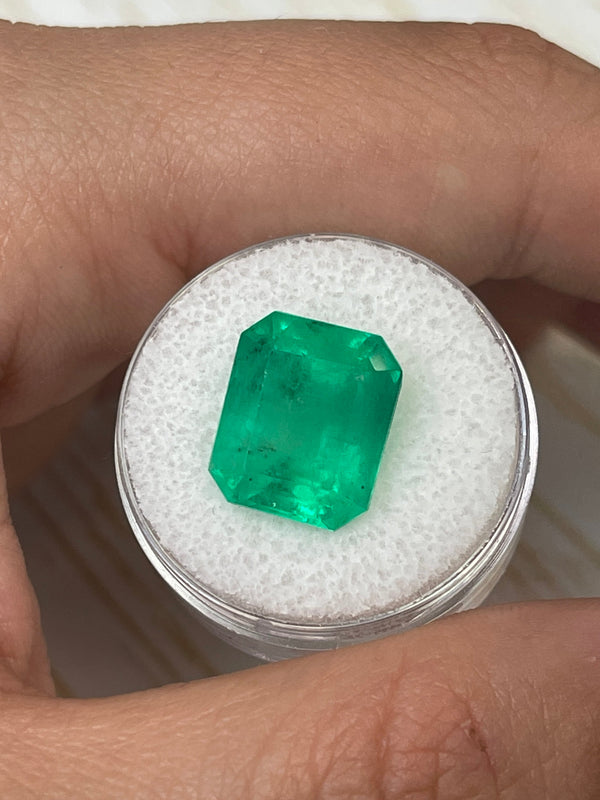 9.28 Carat 13x11 Yellowish Green Emerald Cut Loose Colombian Emerald-Emerald Cut