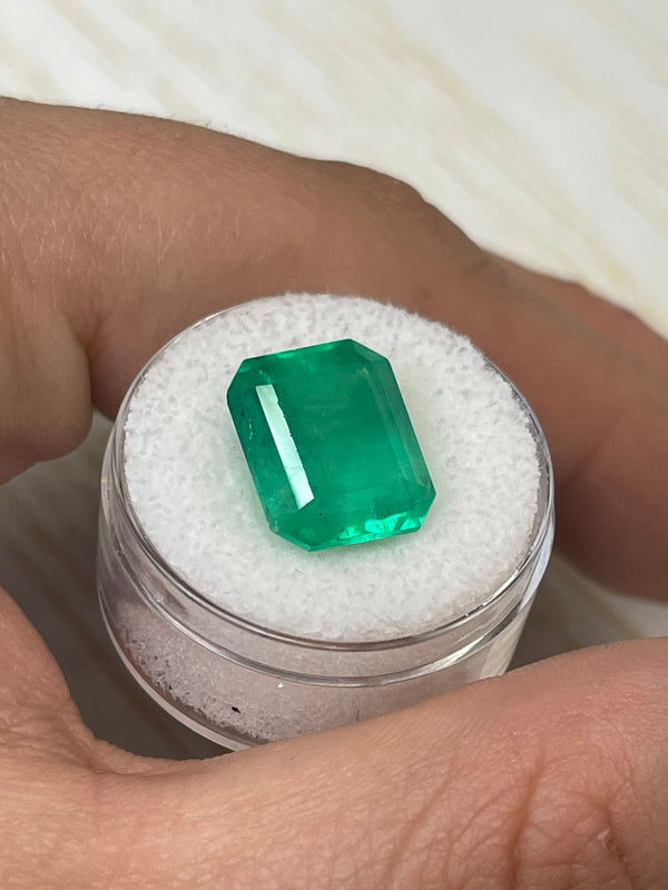 9.28 Carat 13x11 Yellowish Green Emerald Cut Loose Colombian Emerald-Emerald Cut