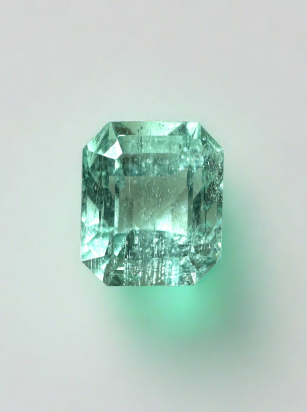 2.87 Carat 9x8 Seafoam Green Natural Loose Colombian Emerald- Emerald Cut