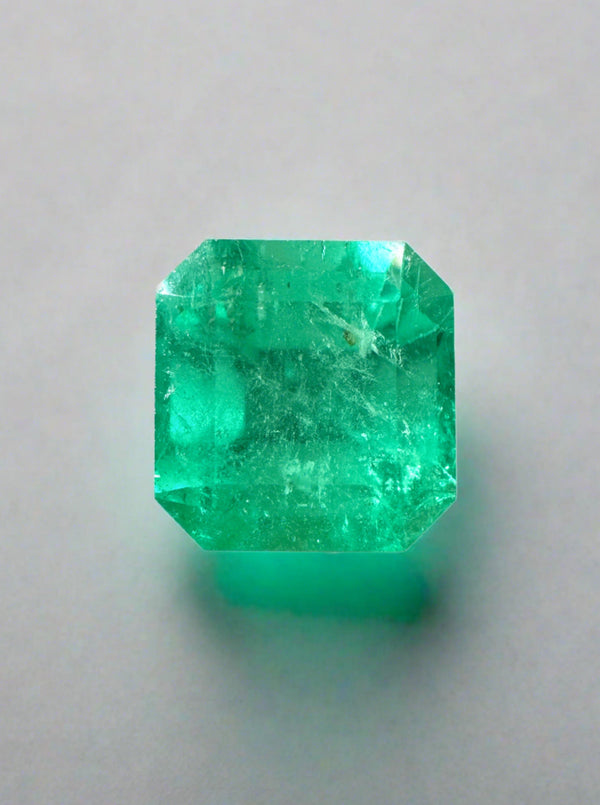 3.28 Carat 8.6x8.2 Spring Green Natural Loose Colombian Emerald-Asscher Cut