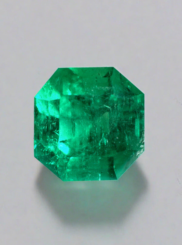 3.34 Carat AAA+ 9x9 Vivid Bluish Natural Loose Colombian Emerald-Asscher Cut