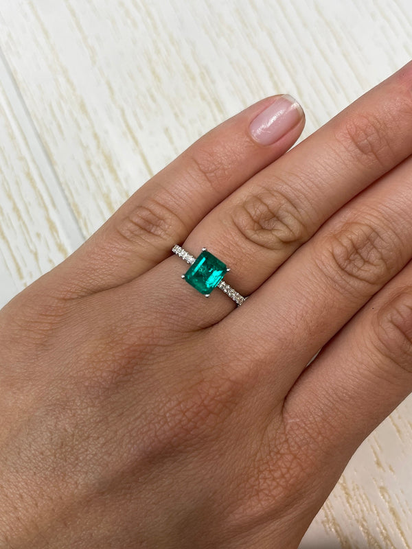 1.25 Carat 7.5x6.5 AAA+ Muzo Green Loose Colombian Emeralds-Emerald Cut