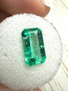 3.42 Carat 13x7.6 GLOWING Elongated Green Natural Loose Colombian Emerald- Emerald Cut