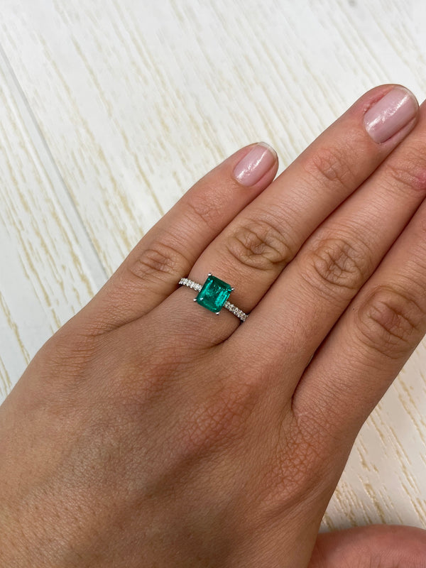 1.25 Carat 7.5x6.5 AAA+ Muzo Green Loose Colombian Emeralds-Emerald Cut