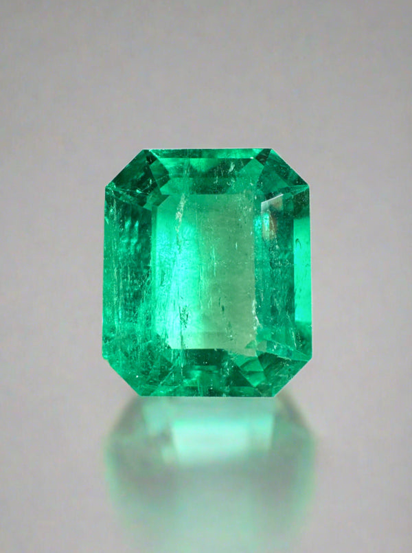 3.61 Carat 10x9 Vivacious Green Natural Loose Colombian Emerald-Emerald Cut