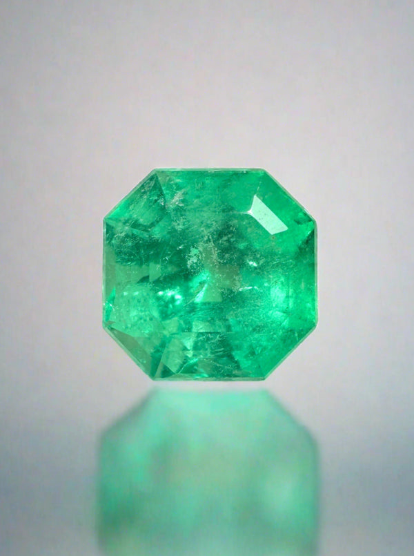 3.68 Carat 9x9 Luminous Natural Loose Colombian Emerald-Asscher Cut with Clipped Corners