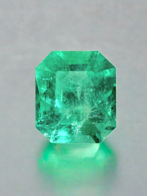 3.80 Carat 10x9 Glowing Green Natural Loose Colombian Emerald-Emerald Cut