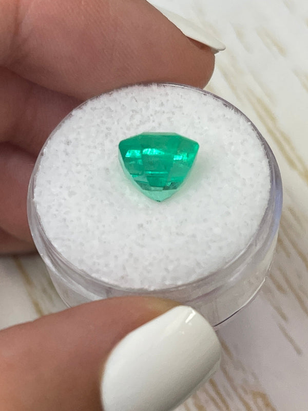 3.68 Carat 9x9 Luminous Natural Loose Colombian Emerald-Asscher Cut with Clipped Corners
