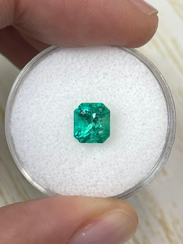 1.46 Carat GIA CERTIFIED 7x6 Bluish Green Natural Loose Colombian Emerald- Emerald Cut