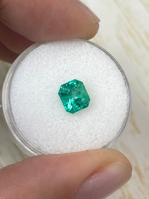 1.46 Carat GIA CERTIFIED 7x6 Bluish Green Natural Loose Colombian Emerald- Emerald Cut