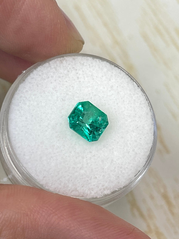 1.46 Carat GIA CERTIFIED 7x6 Bluish Green Natural Loose Colombian Emerald- Emerald Cut