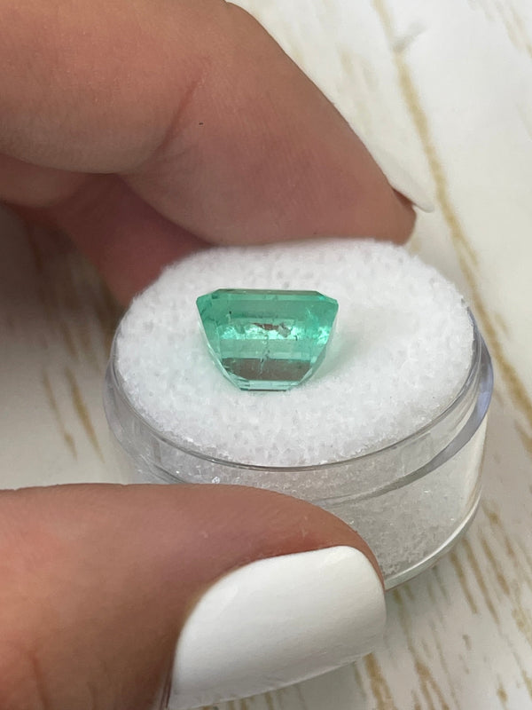 5.32 Carat 10x10 Glowy Green Natural Loose Colombian Emerald-Asscher Cut