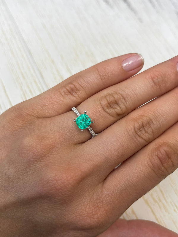 1.50 Carat 7x7 Bluish Green Octagon Cut Natural Unset Colombian Emerald