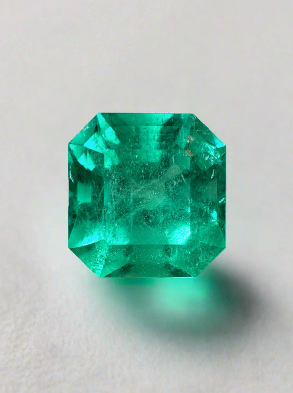 4.83 Carat 10x10 Bluish Loose Colombian Emerald-Asscher Cut