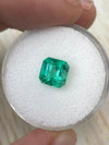 1.64 Carat 7.4x7.3 Yellowish Green Asscher Cut Natural Unset Colombian Emerald