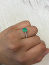 1.64 Carat 7.4x7.3 Yellowish Green Asscher Cut Natural Unset Colombian Emerald