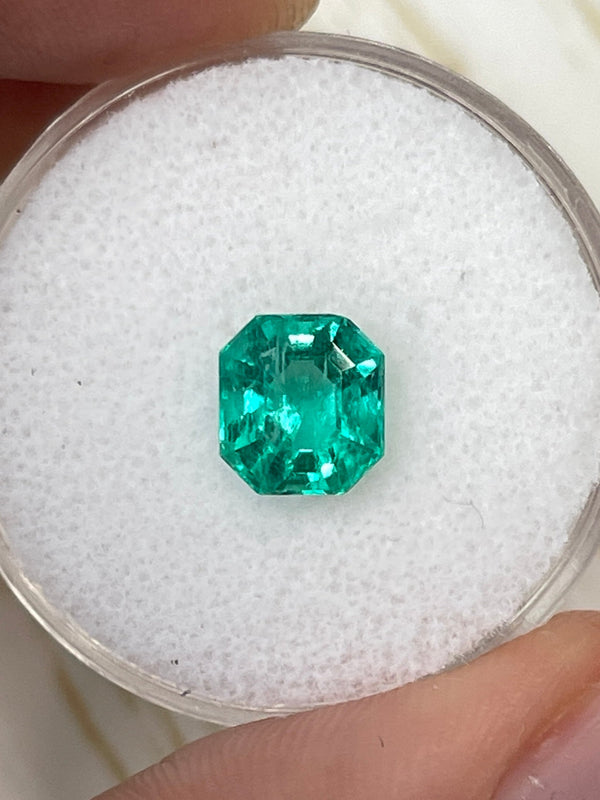 1.79 Carat 7.5x7 Crystalline Green Asscher Cut Natural Unset Colombian Emerald