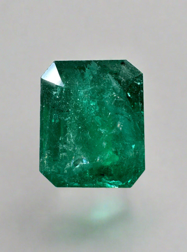 5.68 Carat 11.3x9.3 Medium Deep Green Natural Loose Zambian- Emerald Cut