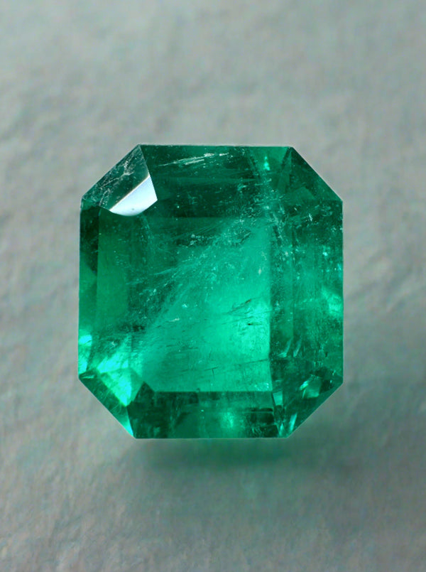 5.84 Carat GIA CERTIFIED Intense Bluish Green Natural Loose Colombian Emerald-Asscher Cut