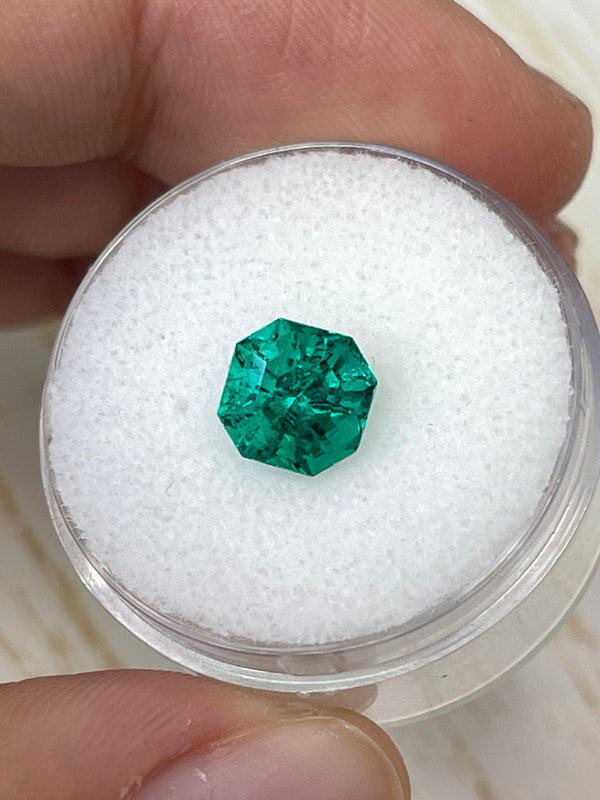1.80 Carat 7.3x7.3 AAA+ Muzo Green Asscher Cut Natural Unset Colombian Emerald