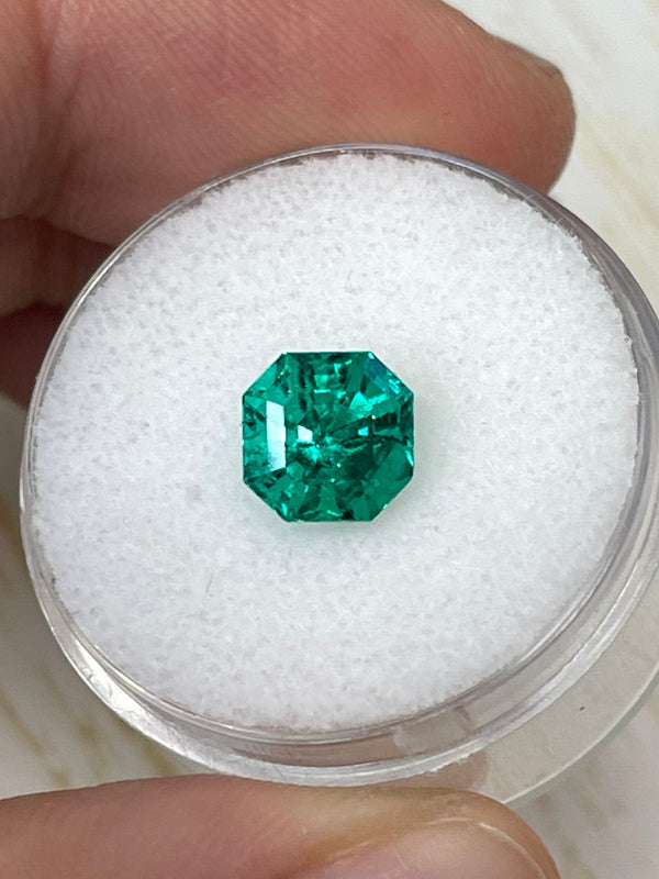 1.80 Carat 7.3x7.3 AAA+ Muzo Green Asscher Cut Natural Unset Colombian Emerald