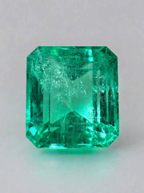 5.98 Carat 10x9 Crystal Clean Green Natural Loose Colombian Emerald-Emerald Cut