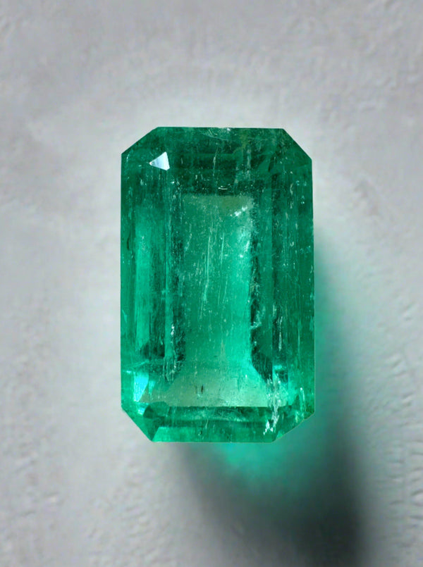 6.22 Carat 14x9 Bluish Green Emerald Cut Loose Colombian Emerald-Emerald Cut