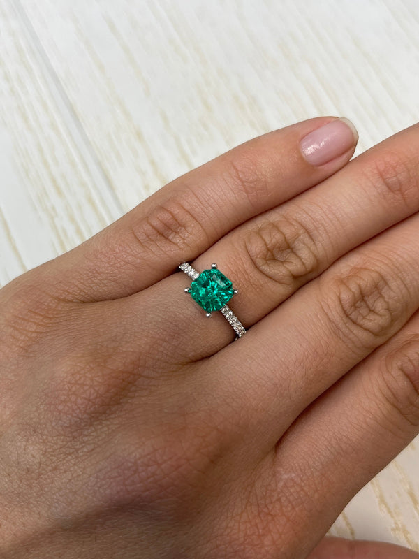 1.80 Carat 7.3x7.3 AAA+ Muzo Green Asscher Cut Natural Unset Colombian Emerald