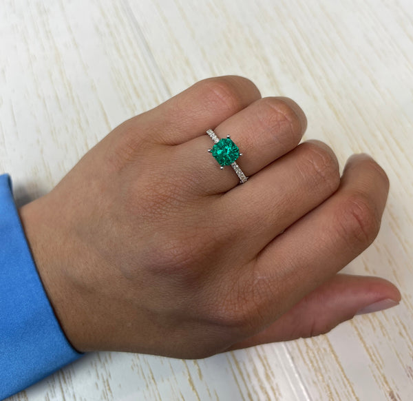 1.80 Carat 7.3x7.3 AAA+ Muzo Green Asscher Cut Natural Unset Colombian Emerald