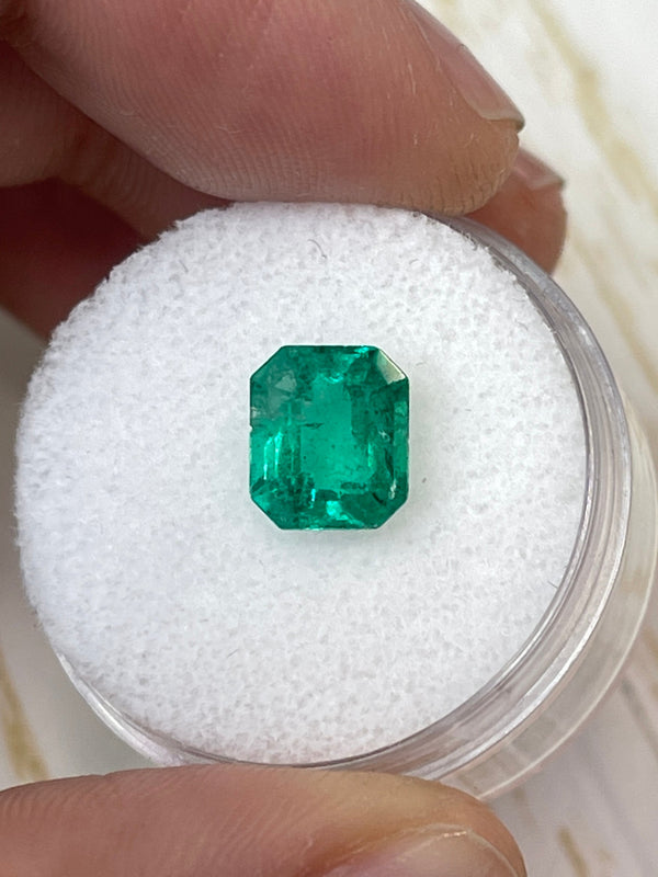 1.94 Carat 8.5x7 Freckled Green Natural Loose Colombian Emerald- Emerald Cut
