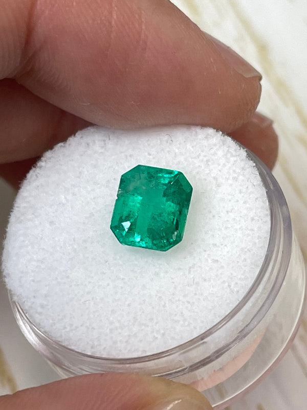 1.94 Carat 8.5x7 Freckled Green Natural Loose Colombian Emerald- Emerald Cut