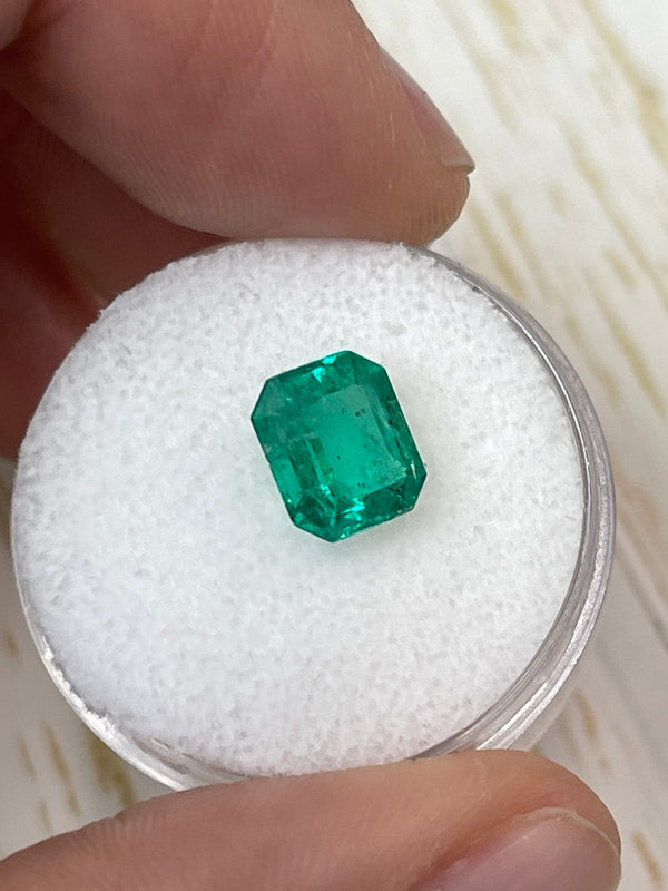 1.94 Carat 8.5x7 Freckled Green Natural Loose Colombian Emerald- Emerald Cut