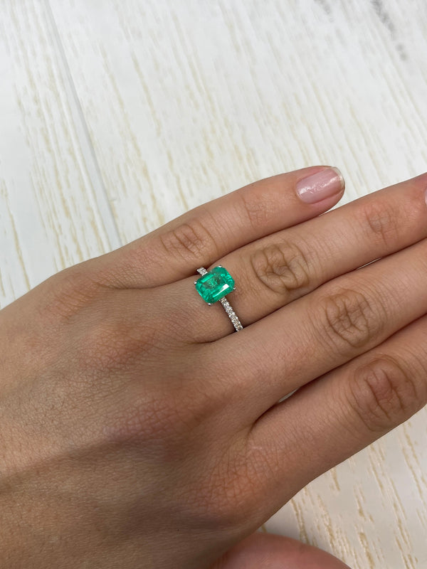 1.94 Carat 8.5x7 Freckled Green Natural Loose Colombian Emerald- Emerald Cut