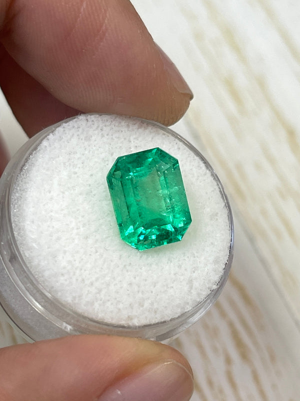 4.70 Carat 11x9 Yellowish Green Natural Loose Colombian Emerald-Classic Emerald Cut