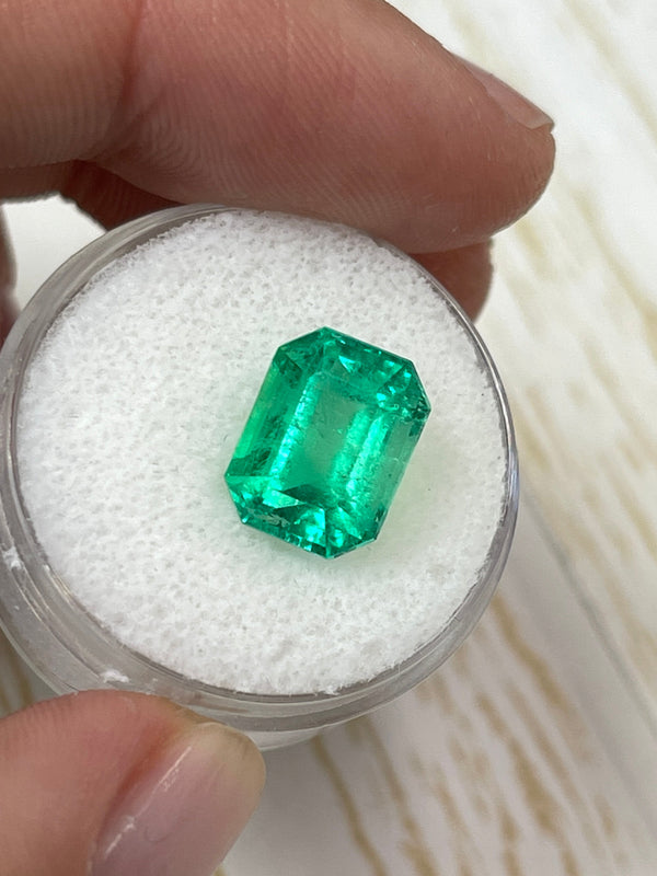 4.70 Carat 11x9 Yellowish Green Natural Loose Colombian Emerald-Classic Emerald Cut