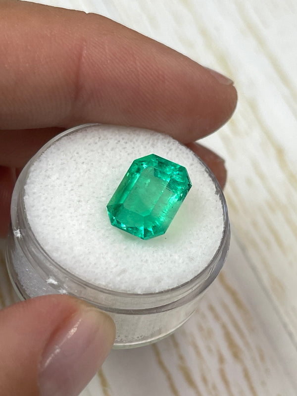 4.70 Carat 11x9 Yellowish Green Natural Loose Colombian Emerald-Classic Emerald Cut