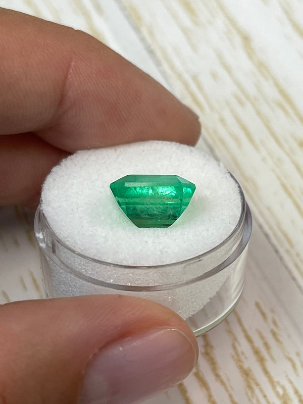 4.70 Carat 11x9 Yellowish Green Natural Loose Colombian Emerald-Classic Emerald Cut