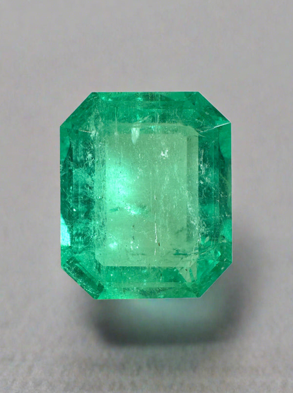 8.20 Carat 14x11.4 Medium Green Emerald Cut Loose Colombian Emerald-Emerald Cut