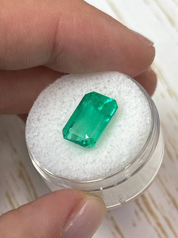 5.26 Carat 12.5x8.2 Yellowish Green Natural Loose Colombian Emerald- Emerald Cut