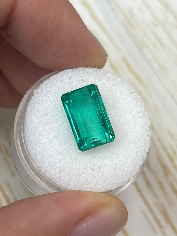 5.63 Carat 13x8 VS Bluish Green Natural Loose Colombian Emerald- Emerald Cut