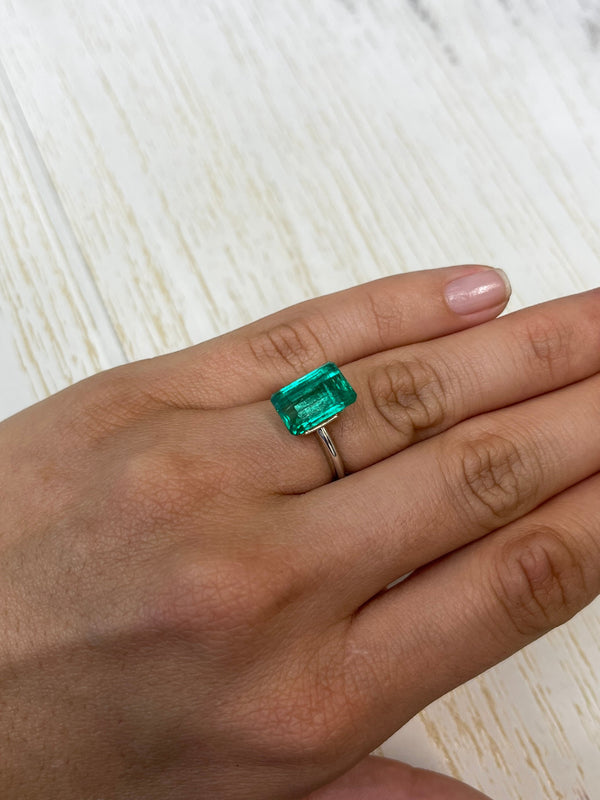 5.63 Carat 13x8 VS Bluish Green Natural Loose Colombian Emerald- Emerald Cut