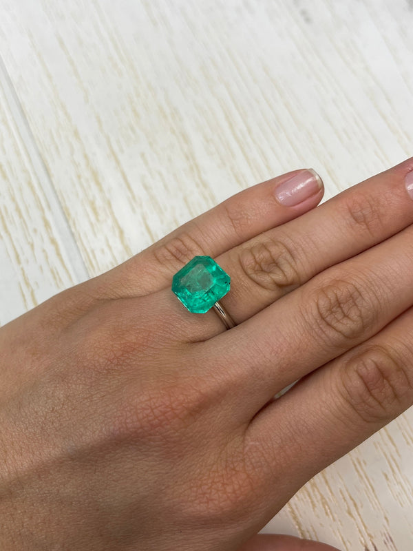 9.03 Carat 12.5x12.5 HUGE Green Natural Loose Colombian Emerald-Asscher Cut