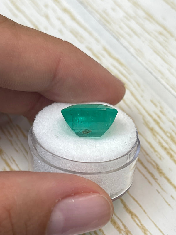 Large 11.64 Carat 14x14 Earthy Green Natural Loose Colombian- Asscher Cut